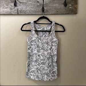 FILA Athletic Tank Black and White Rose Print